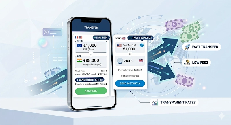 comparison of best money transfer apps like Wise and Revolut for sending money from France