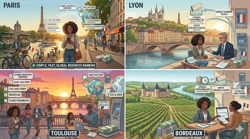 best cities in France for expats Paris Lyon Toulouse Bordeaux skyline comparison