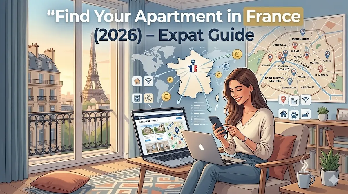 expat searching for apartment in France using online rental platforms in 2026